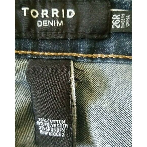 Torrid 3X Women's 26R Blue Solid Boyfriend Denim Pockets Jeans Dark Straight Leg - Picture 3 of 4